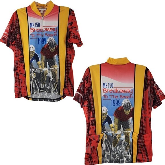 Revi Breakaway To The Beach MS 150 Men’s Cycling Jersey - Size Large - USA Made - Picture 1 of 16